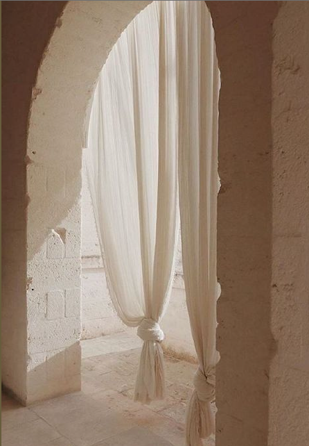 Linen Drapes in Arch